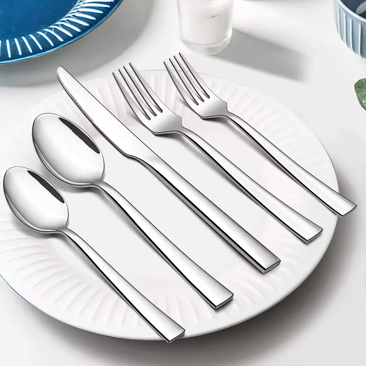 Minimalist Silver Cutlery Set - 5 Pcs