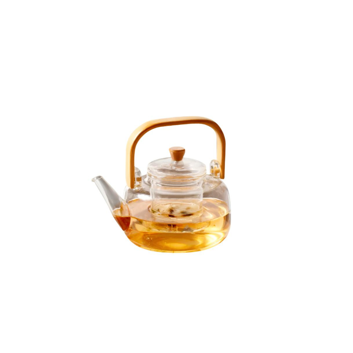 Glass Teapot Japanese Style 1000ml with a Wooden Handle